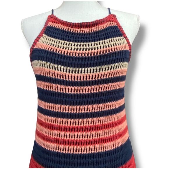 Vintage Y2K Penelope Rose Knit Striped Maxi Dress w/ Left Side Slit - Picture 8 of 12